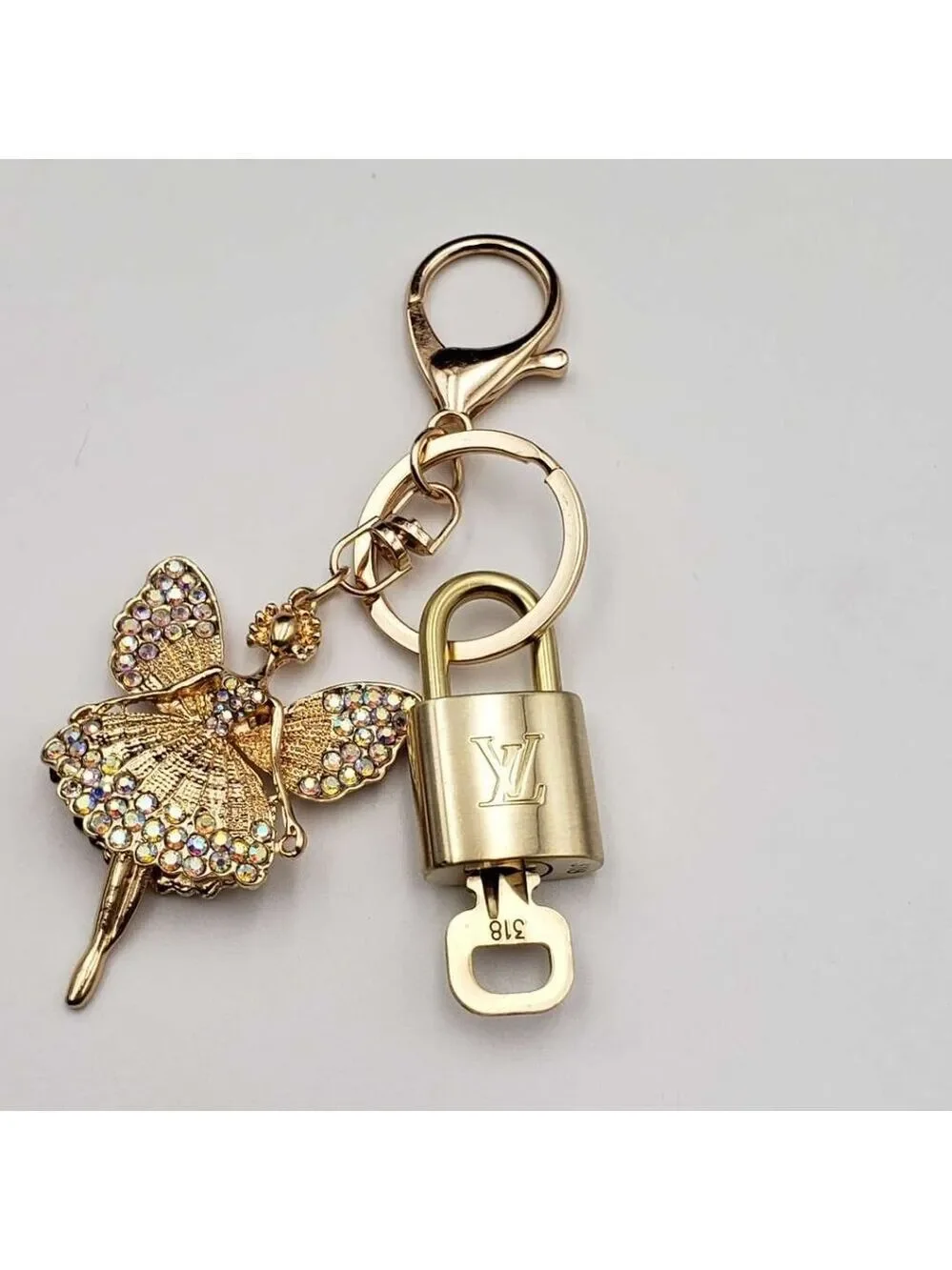Authentic Louis Vuitton Padlock Gold 🔒 Key Set + Unbranded Fairy Keychain Charm